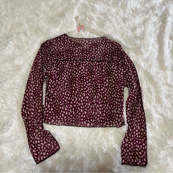 Sheer Animal Print Long Sleeve Silk Inside Blouse Size L - Kirious Los Angeles - Picture 6 of 6